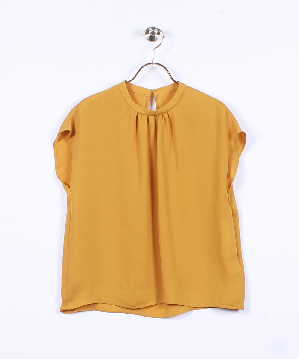 SALE】newNANOTEXハイネックフレンチスリーブブラウス