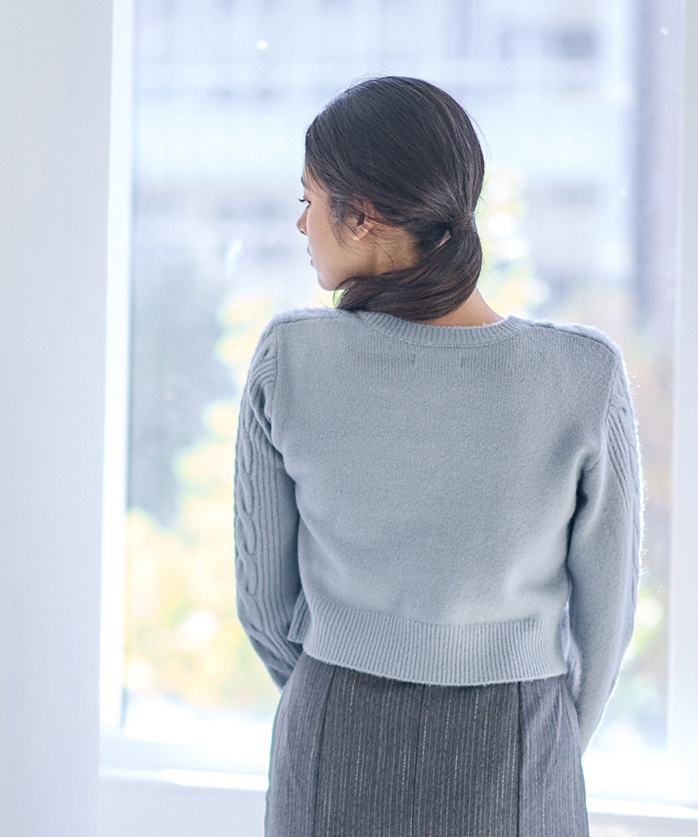 THE TOE ライトブルー ケーブルニットカーディガン S POLO R.LAUREN