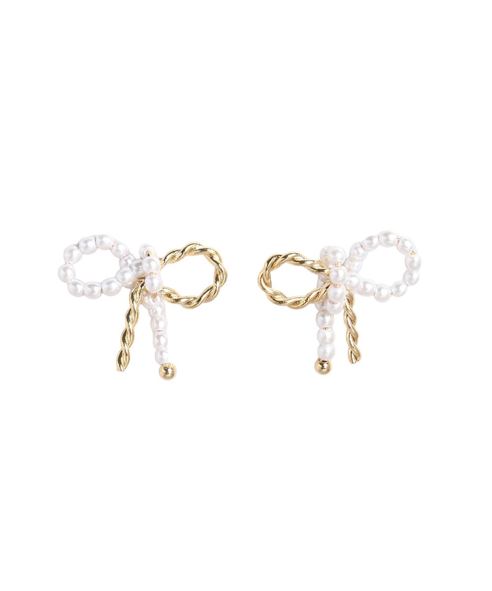 パール×メタルリボンピアス - 12Twelve Agenda(トゥエルブアジェンダ