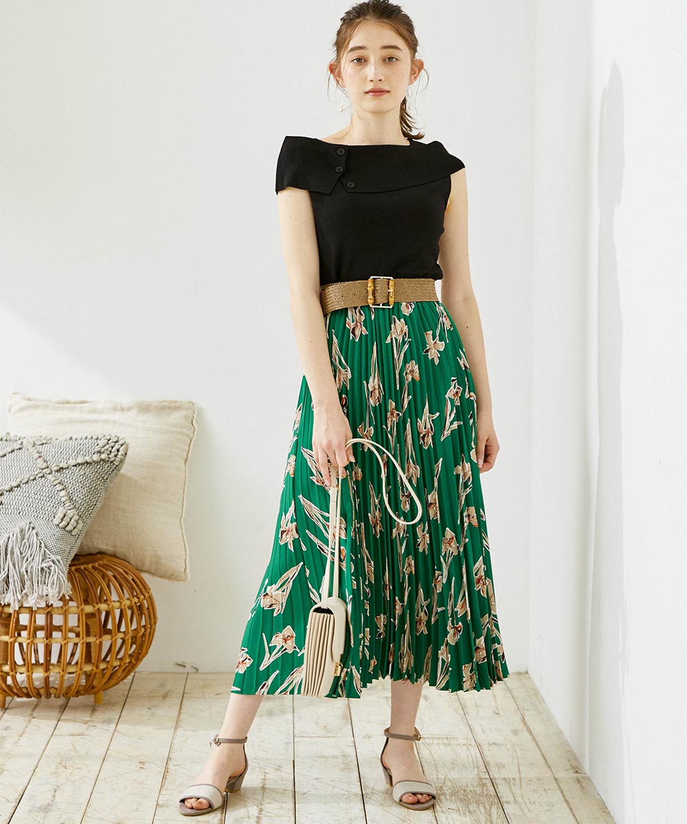 花柄プリーツロングスカート - 12Twelve Agenda(トゥエルブ
