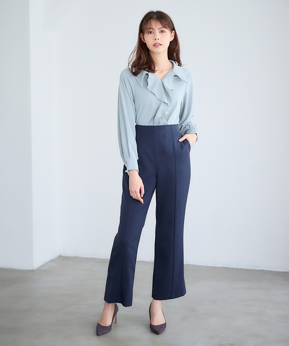 ✨未使用タグ付✨23年 CLOTH&CROSS ダンプフリルブラウス 23区 S(ニジュウサンク エス)の【WEB&一部店舗限定】ライトタンブラー