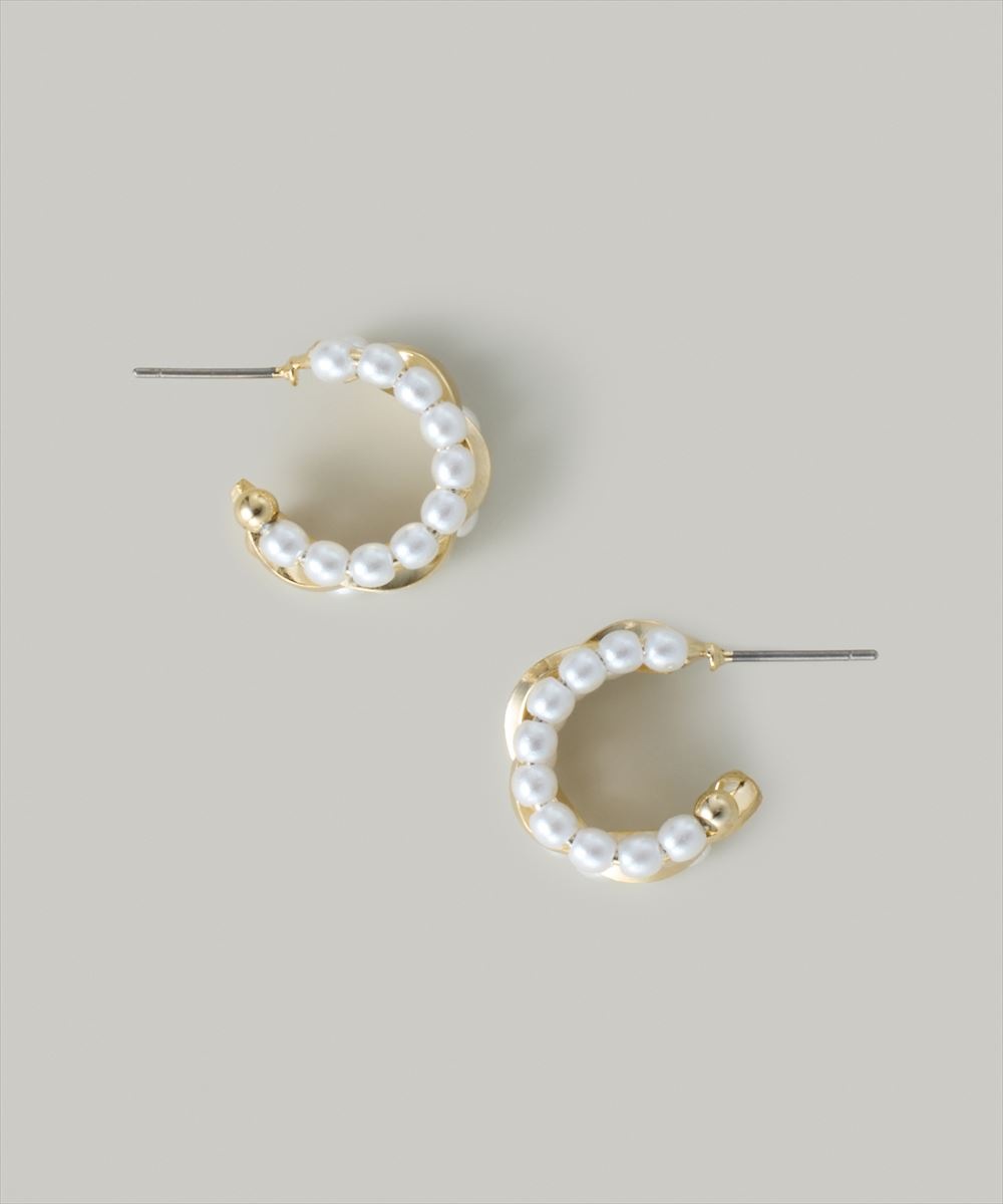 パール×メタルトリプルフープピアス - 12Twelve Agenda(トゥエルブ