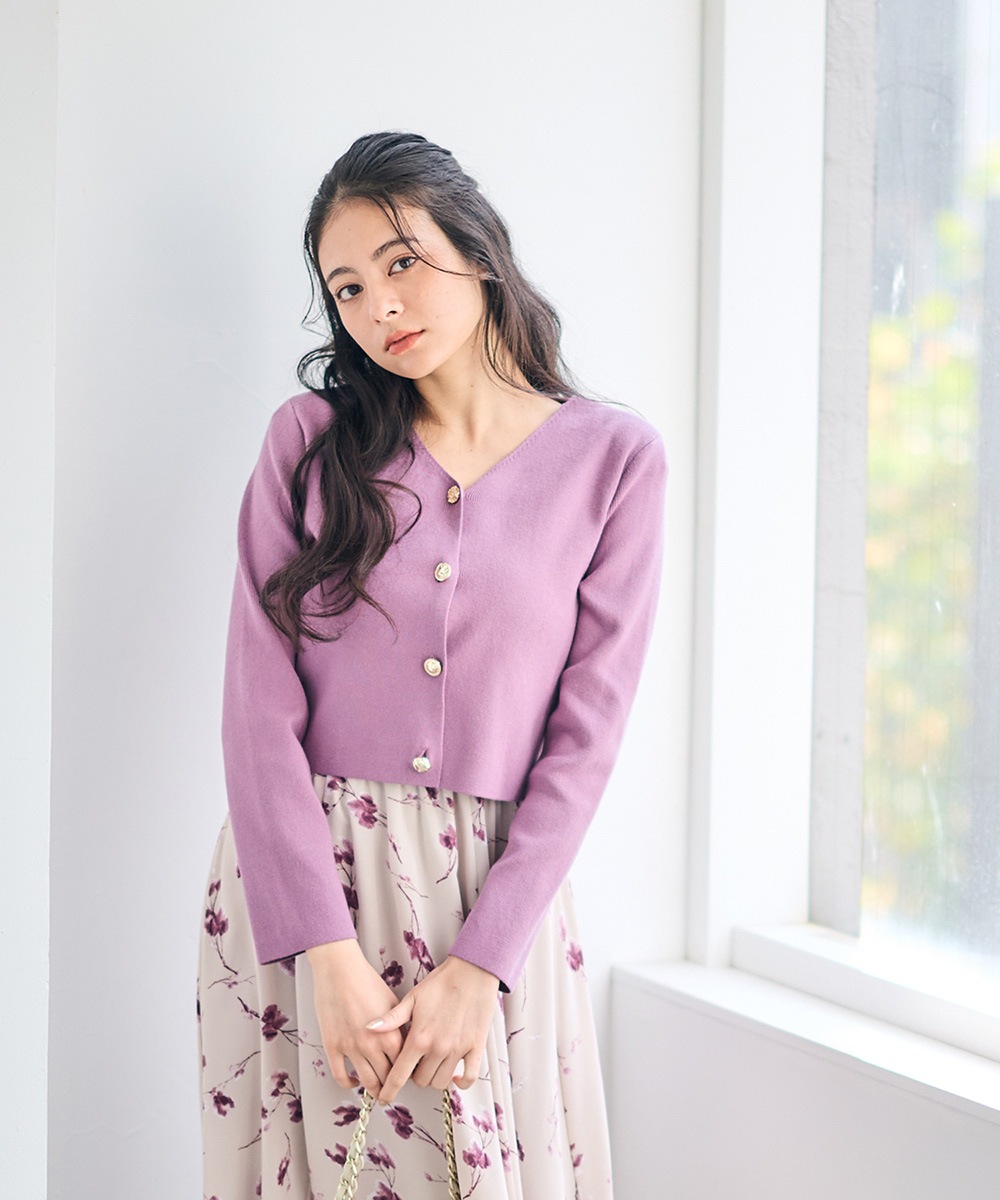 クロップドカーデ×アソート柄ワンピースセット - 12Twelve Agenda