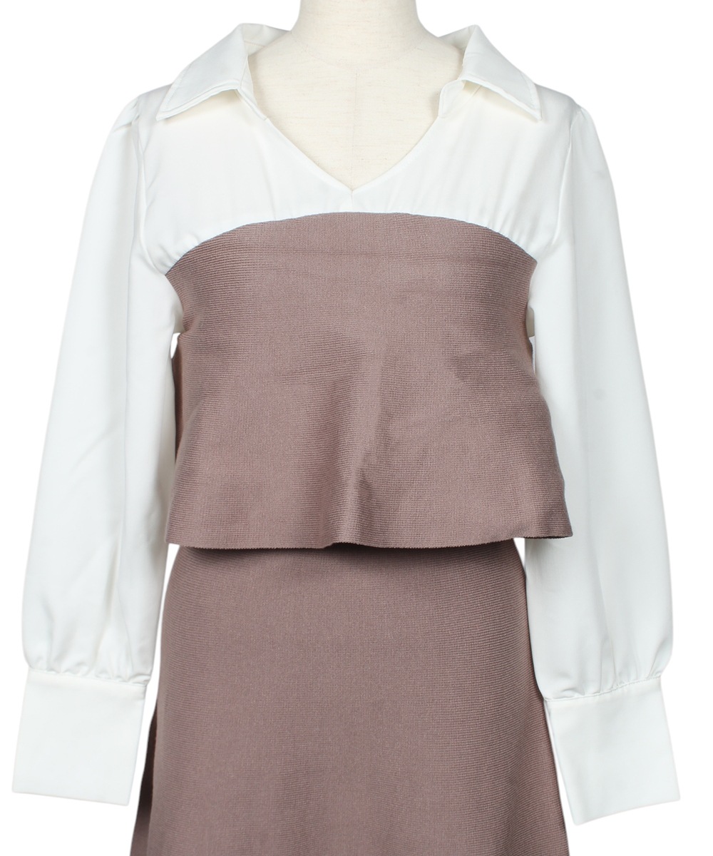 シャツドッキングベア切替ニットワンピース - 12Twelve Agenda