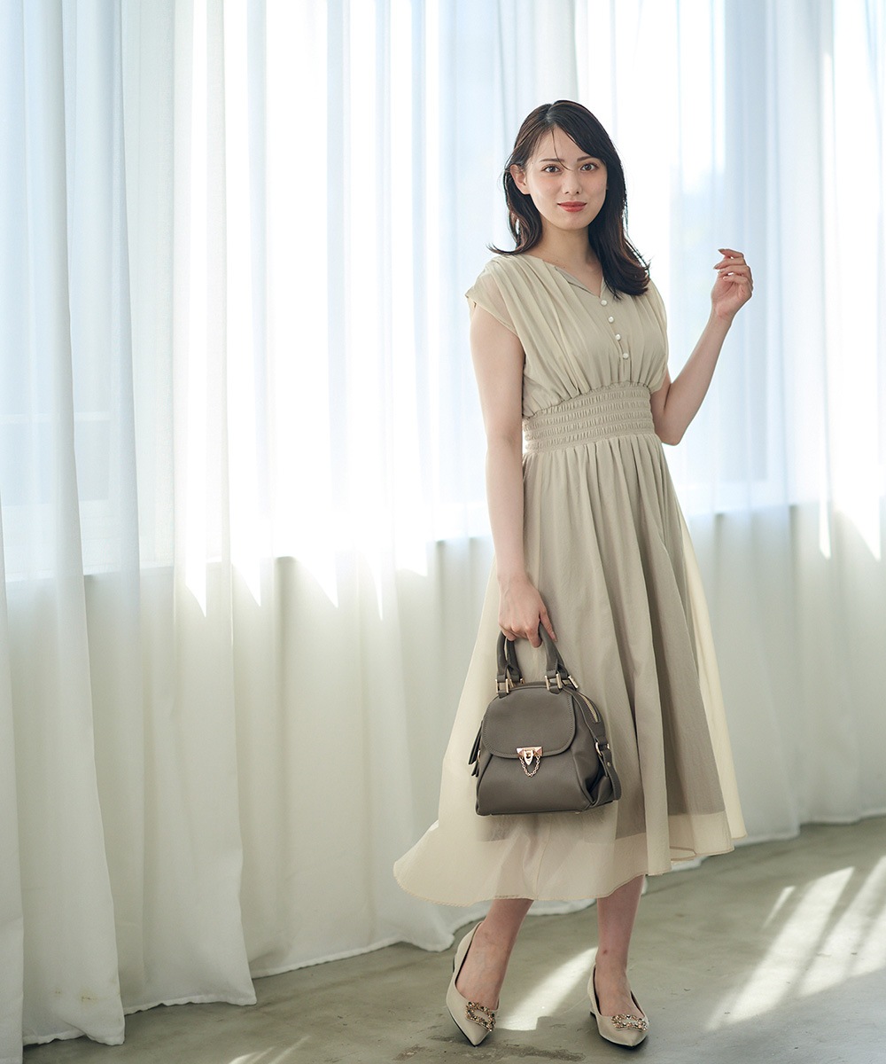 SALE】シアーオーガンウエストシャーリングワンピース - 12Twelve