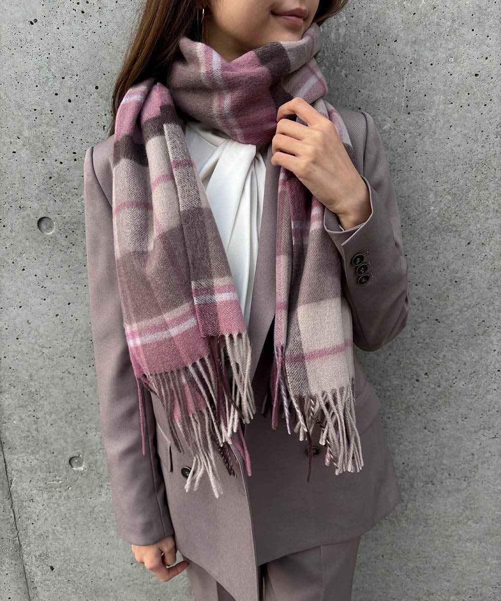 SALE】ウォッシャブルウール100％チェック柄ストール - 12Twelve