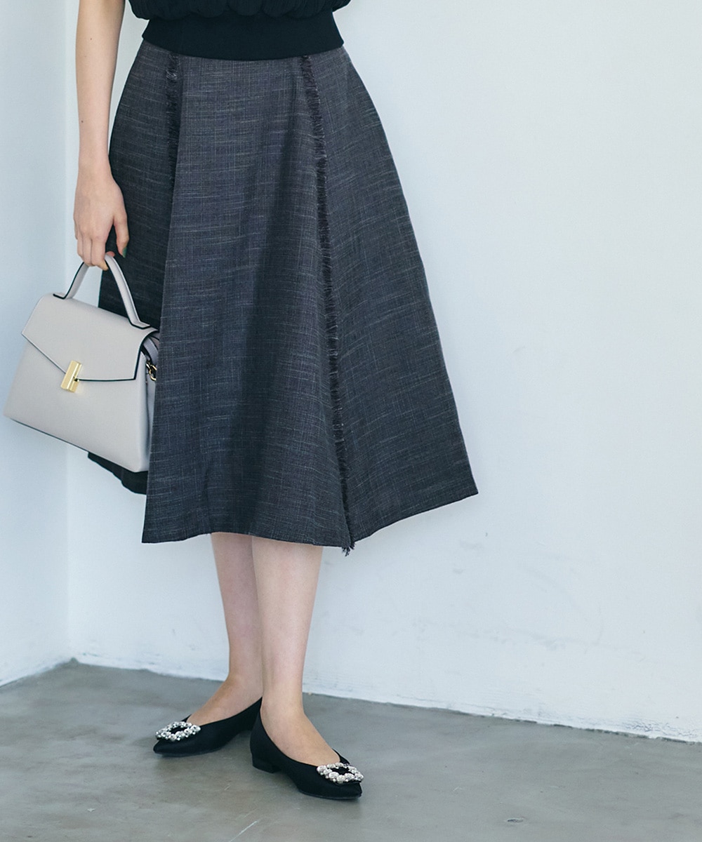 リボン付ライトツイードフレアスカート - 12Twelve Agenda(トゥエルブ