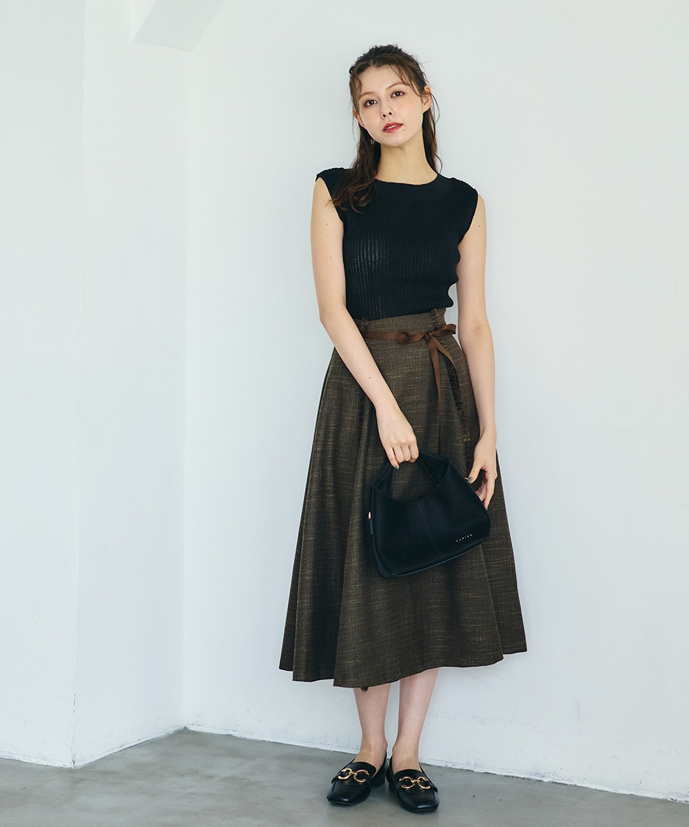 リボン付ライトツイードフレアスカート - 12Twelve Agenda(トゥエルブ