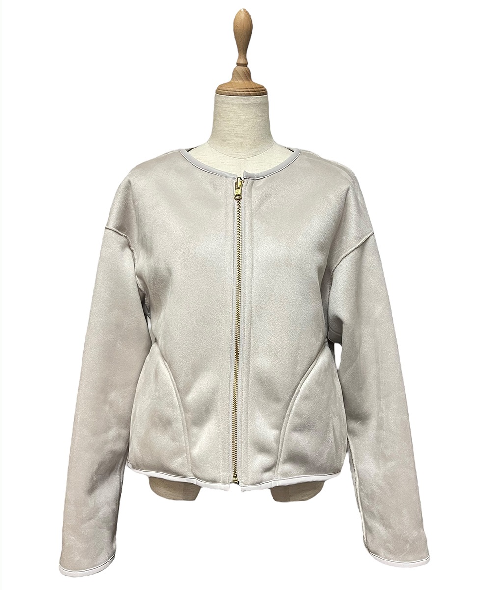 エコファー×ムートンリバーシブルノーカラーブルゾン - 12Twelve