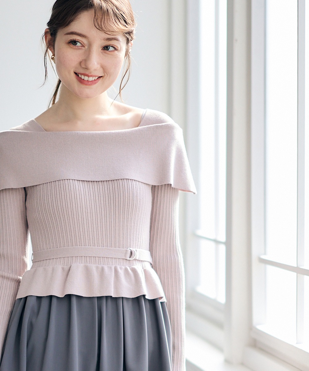 SALE】オフショル風ニットドッキングワンピース - 12Twelve Agenda