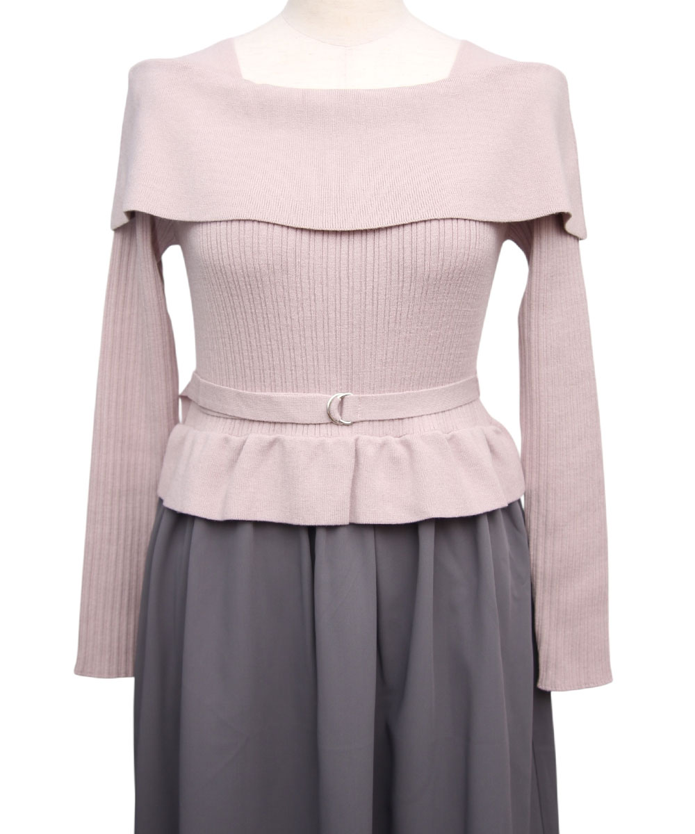 ドッキングオフショル風ニット ☆ アンミール evelyn - ドッキングオフショル風ニット ☆ アンミールの通販 by ss