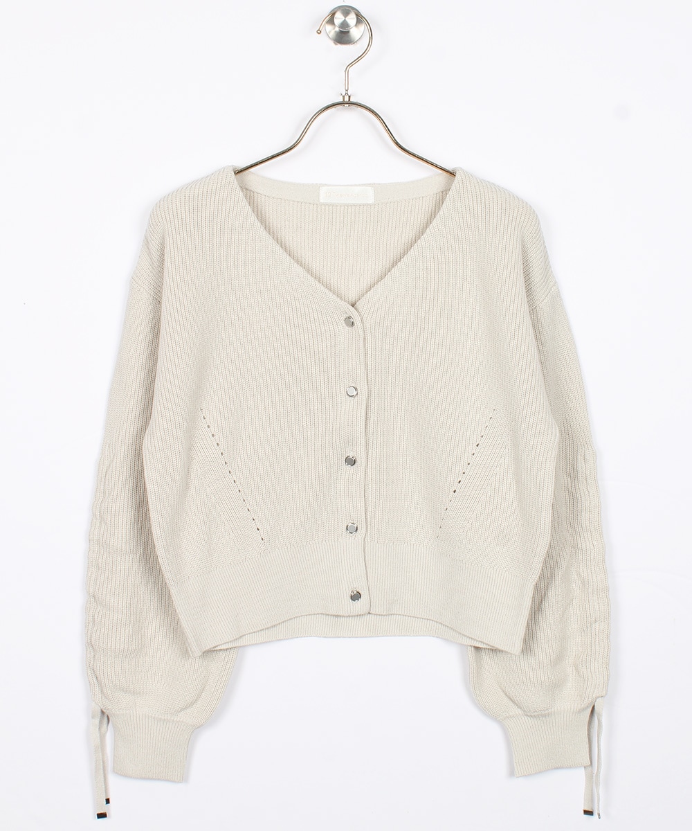 SALE】Vネッククロップド丈袖ドロストニットカーディガン - 12Twelve