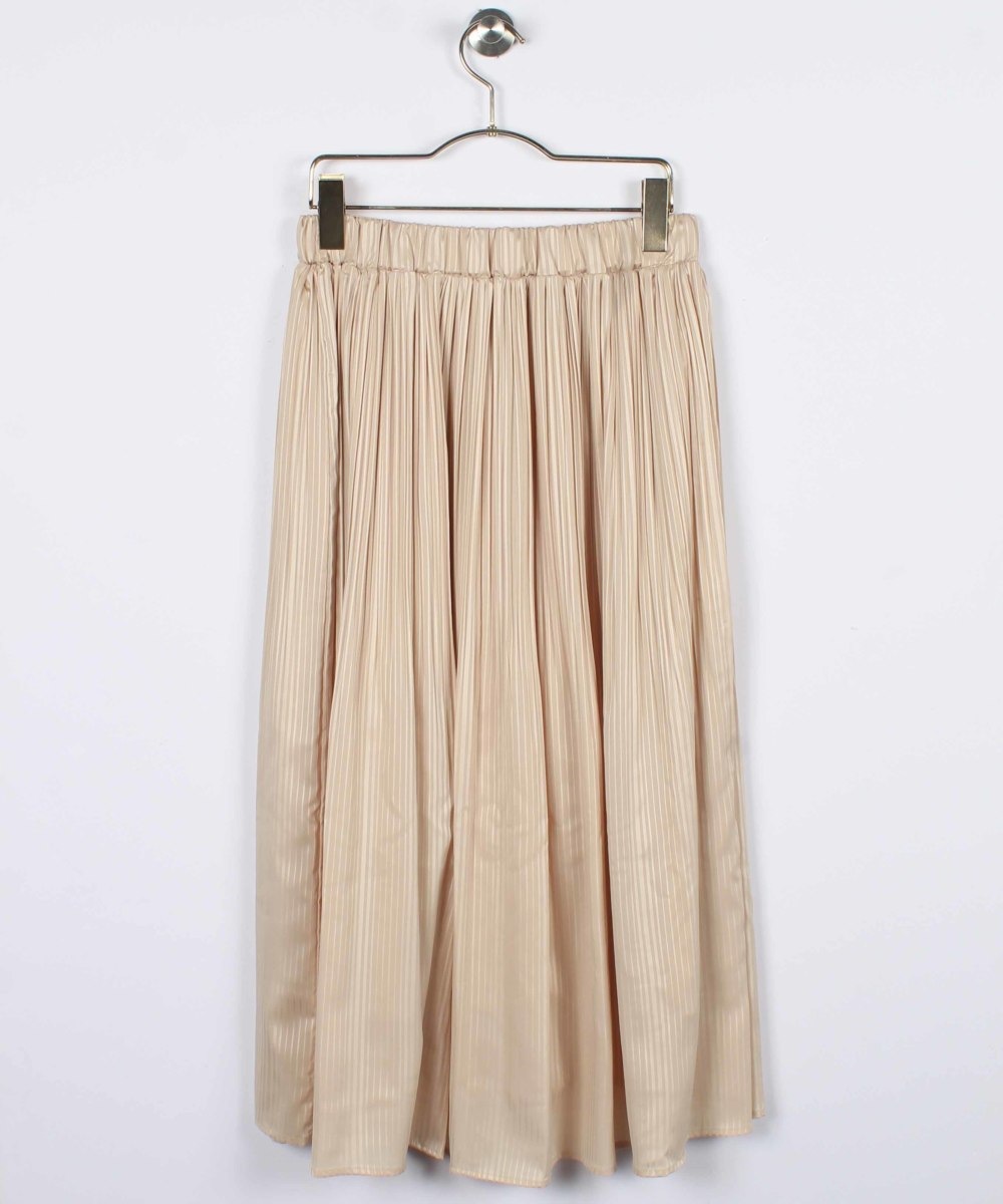 新品　完売品　ジェナ　ストライププリーツスカート　ベージュ SALE】シアーストライプワッシャープリーツスカート - 12Twelve