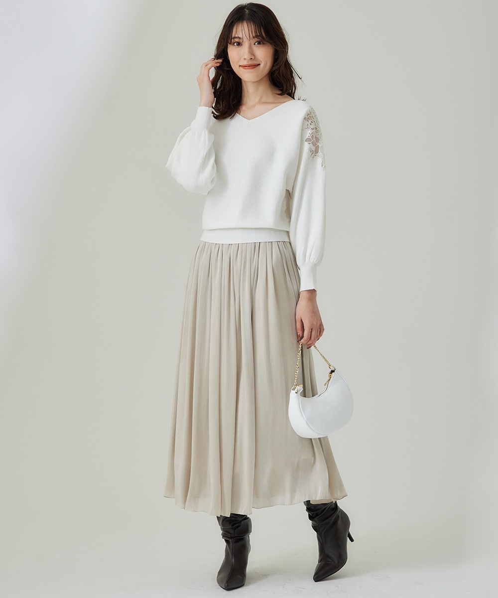 SALE】前後2way肩刺繍ゆるニットプルオーバー - 12Twelve
