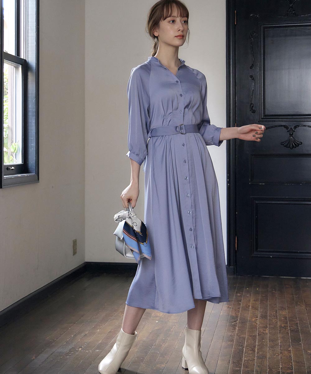 12 TwelveAgenda 総タックフリルワンピース　チュニック　Fサイズ SALE】【荒野コラボ】フリルドッキングワンピース - 12Twelve
