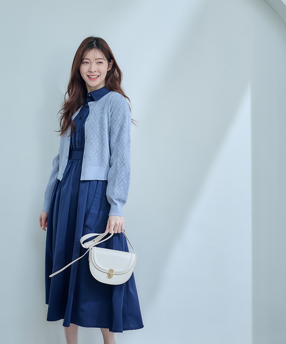 透かしダイヤ編み柄ニットカーディガン - 12Twelve Agenda(トゥエルブ