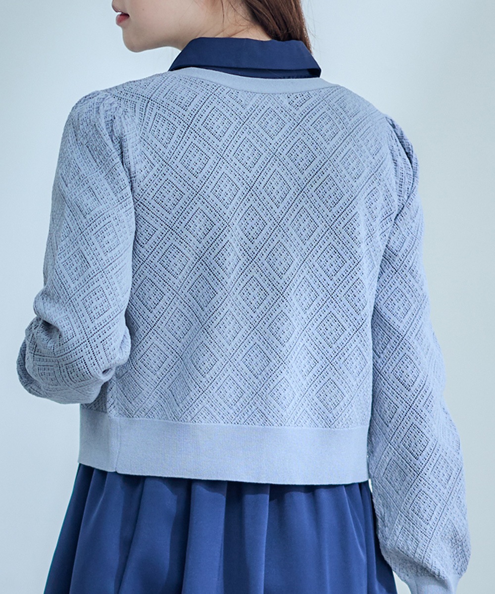 透かしダイヤ編み柄ニットカーディガン - 12Twelve Agenda(トゥエルブ