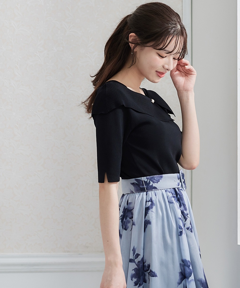 【新品】トゥエルブアジェンダ　パールカットソー　オフショルダー ニット Mサイズ 新品】トゥエルブアジェンダ パールカットソー オフショルダー