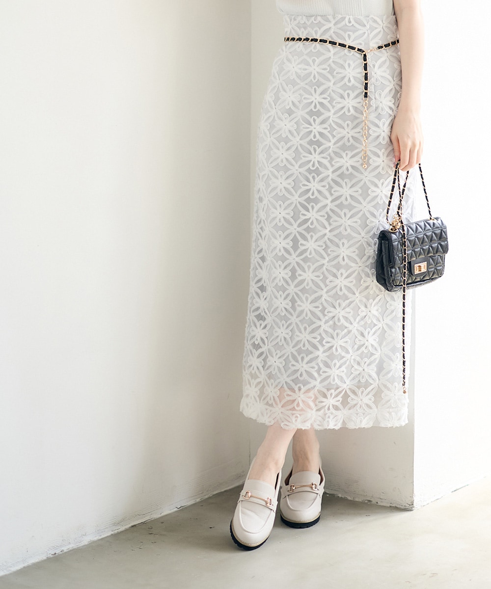 SALE】フラワーコードレースタイトスカート - 12Twelve Agenda