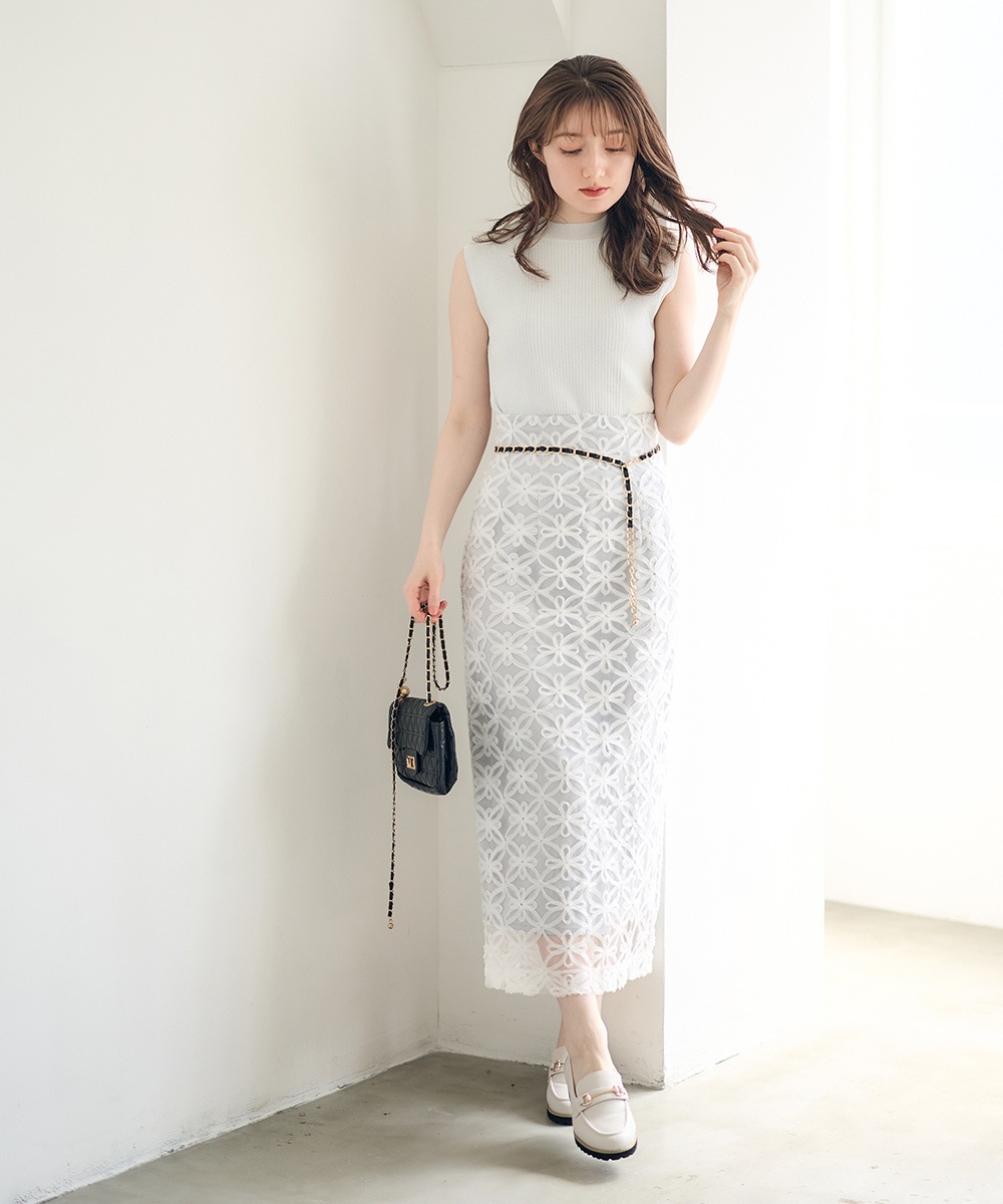 SALE】フラワーコードレースタイトスカート - 12Twelve Agenda