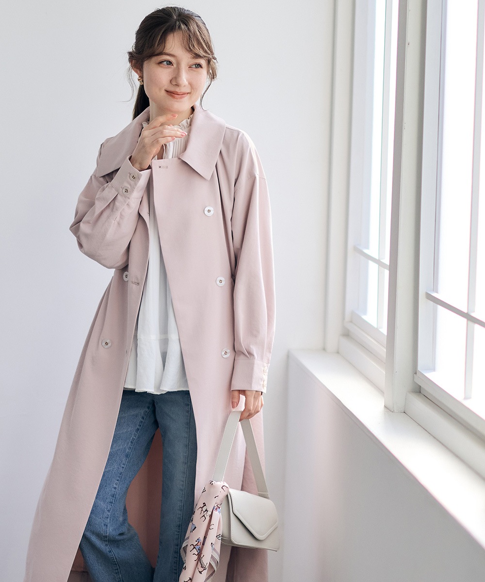 濃紺の上品なコートカーディガン  出品中のシャルルジョルダンbagと似合います KUMIKYOKU NAVY】ダブルクロスストレッチ ノーカラーコート / 組曲 L