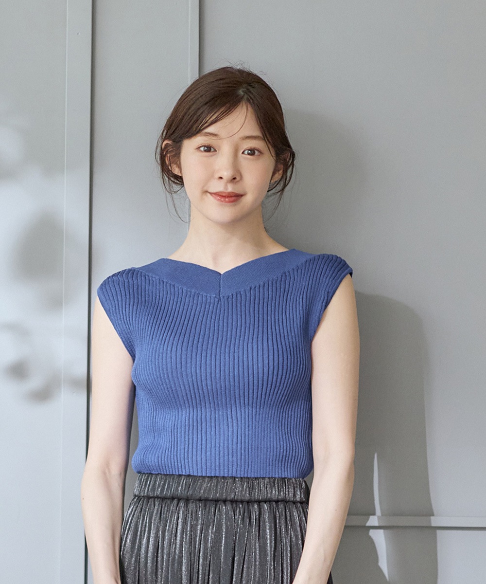 SALE】前後2wayドライタッチノースリーブリブニットプルオーバー