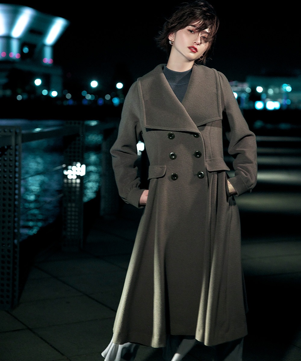 SALE】スクエアビックカラーダブルウールコート - 12Twelve