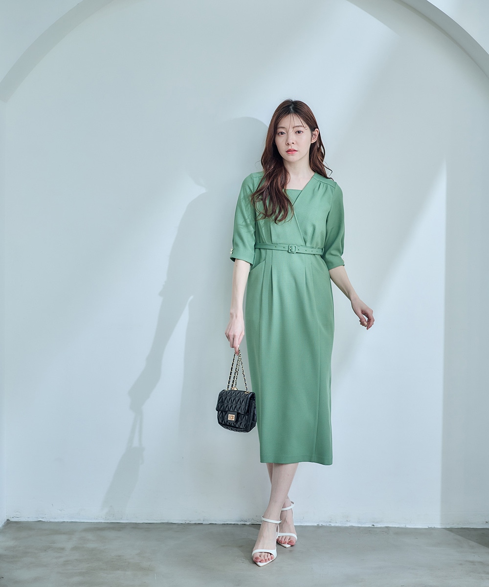 カシュクール風ナローワンピース - 12Twelve Agenda(トゥエルブ