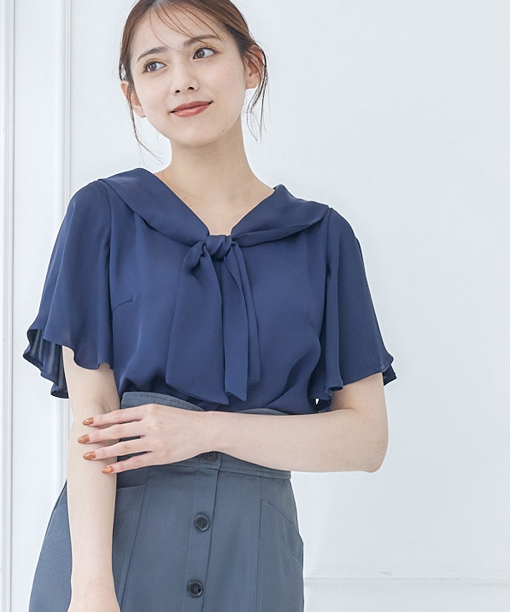 SALE】サテンリボンデザインフレアスリーブブラウス - 12Twelve Agenda