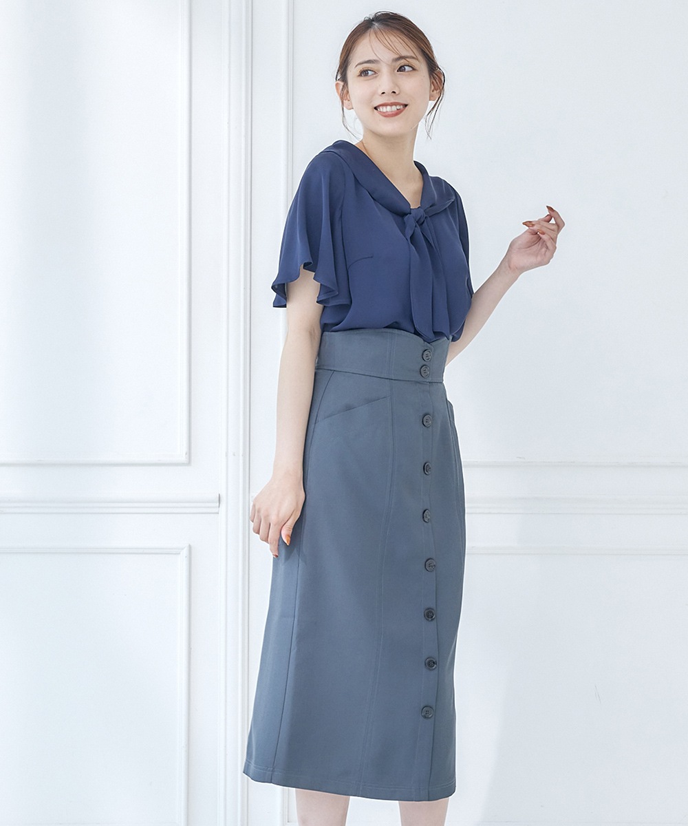 SALE】サテンリボンデザインフレアスリーブブラウス - 12Twelve Agenda