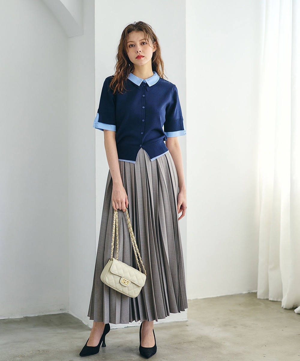 シャツレイヤード風ニットプルオーバー - 12Twelve Agenda