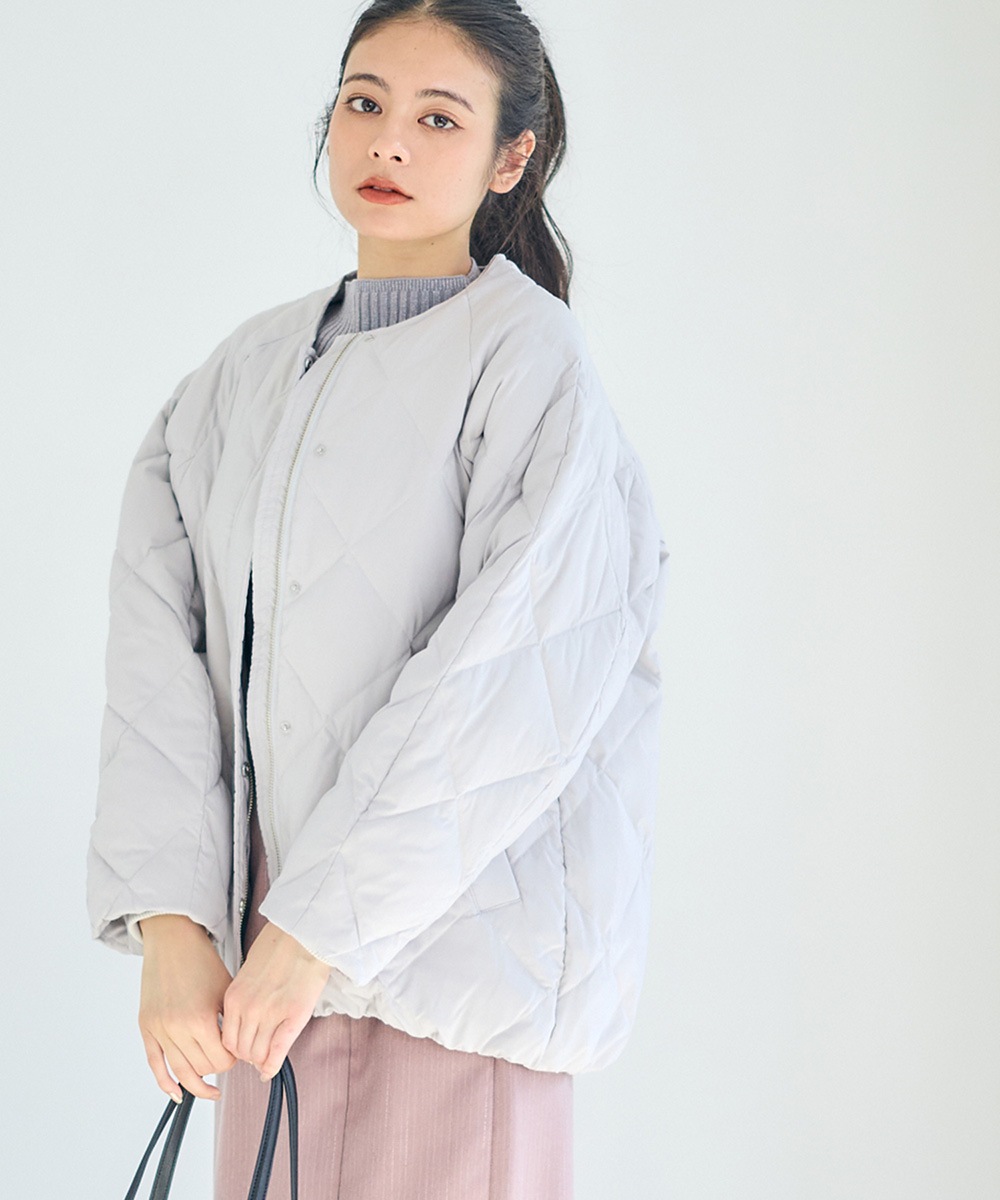 新品未使用正規品【V12/size XL】軽量中綿アウター　ストレッチタフタ ストレッチタフタノーカラーダウンコート - 12Twelve Agenda