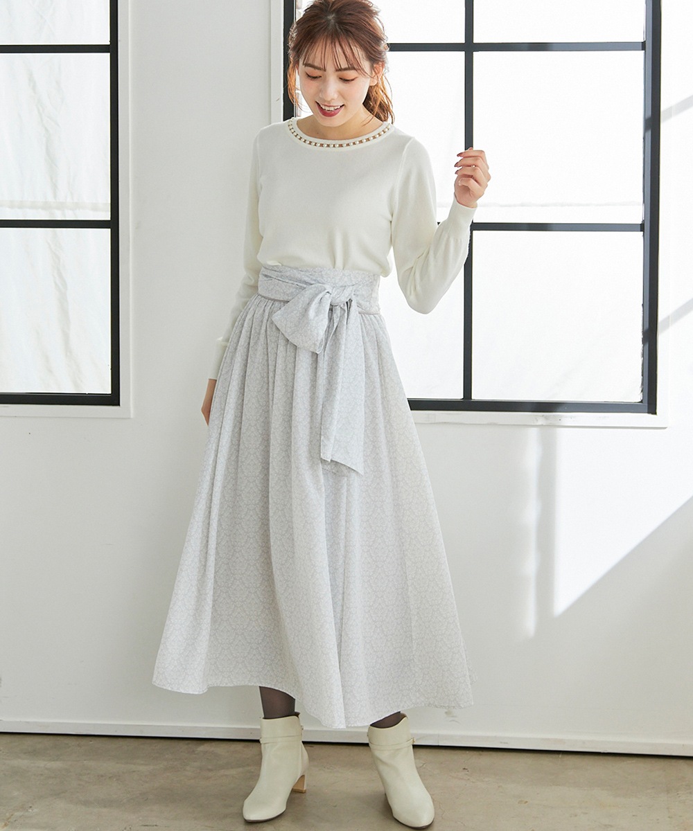 卓矢エンジェル　平安スカート　付け袖有り SALE】アラベスク柄サッシュ付ロングスカート - 12Twelve Agenda