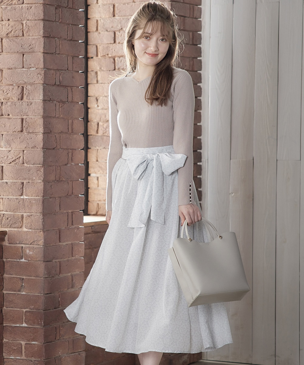 SALE】アラベスク柄サッシュ付ロングスカート - 12Twelve Agenda