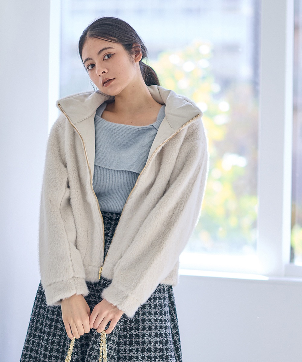 SALE】スタンドカラーファーショートブルゾン - 12Twelve Agenda