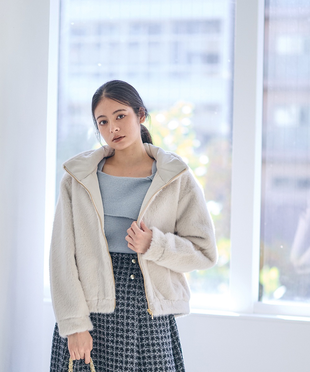 SALE】スタンドカラーファーショートブルゾン - 12Twelve Agenda