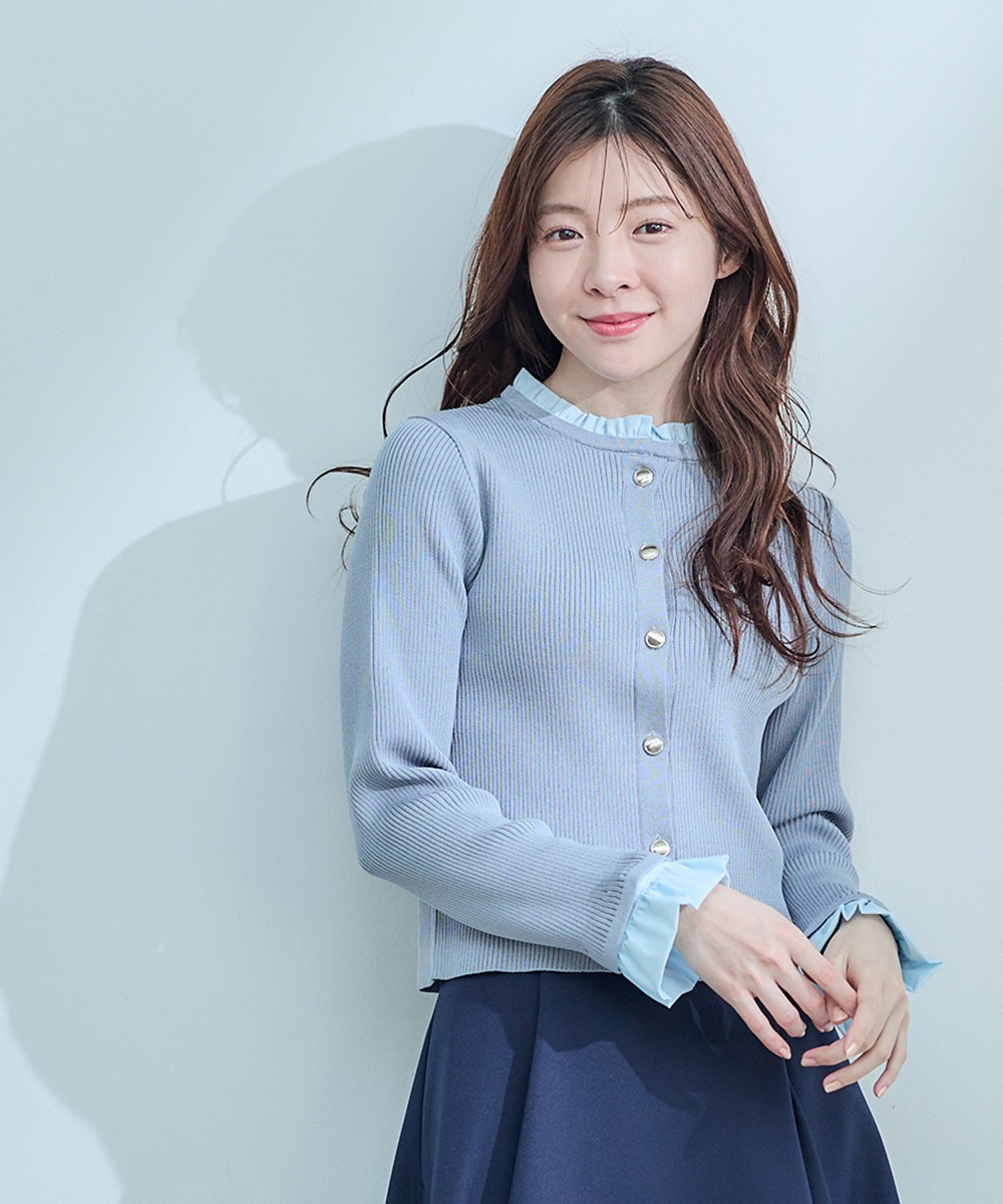 フリルドッキングニットカーディガン - 12Twelve Agenda(トゥエルブ