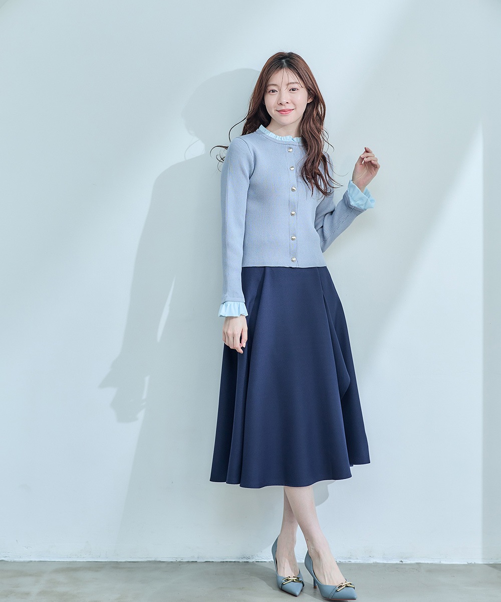 NYブランド 綺麗ブルーシルク100ニット(カーディガン) ストールアレンジ WINTER BLUE】モヘヤラメロングカーディガン(カーディガン) | Sybilla