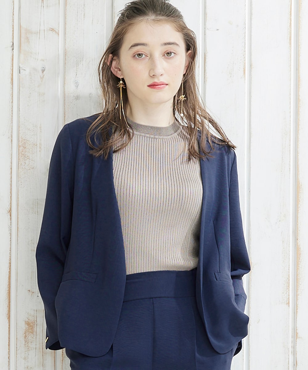 SALE】ハイストレッチカルゼワッシャーカラーレスジャケット