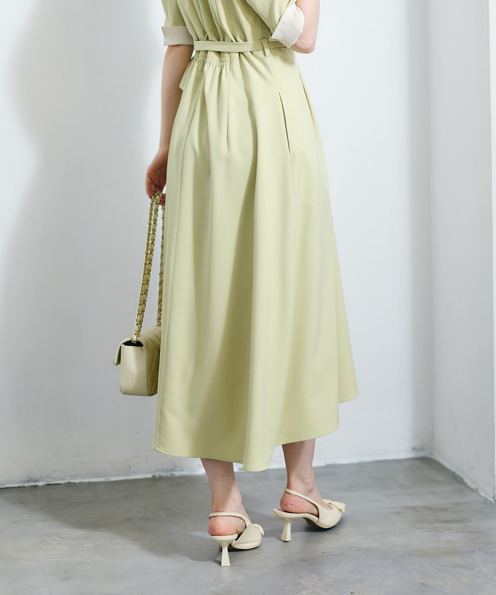 テーラード衿カフス配色フレアワンピース - 12Twelve Agenda