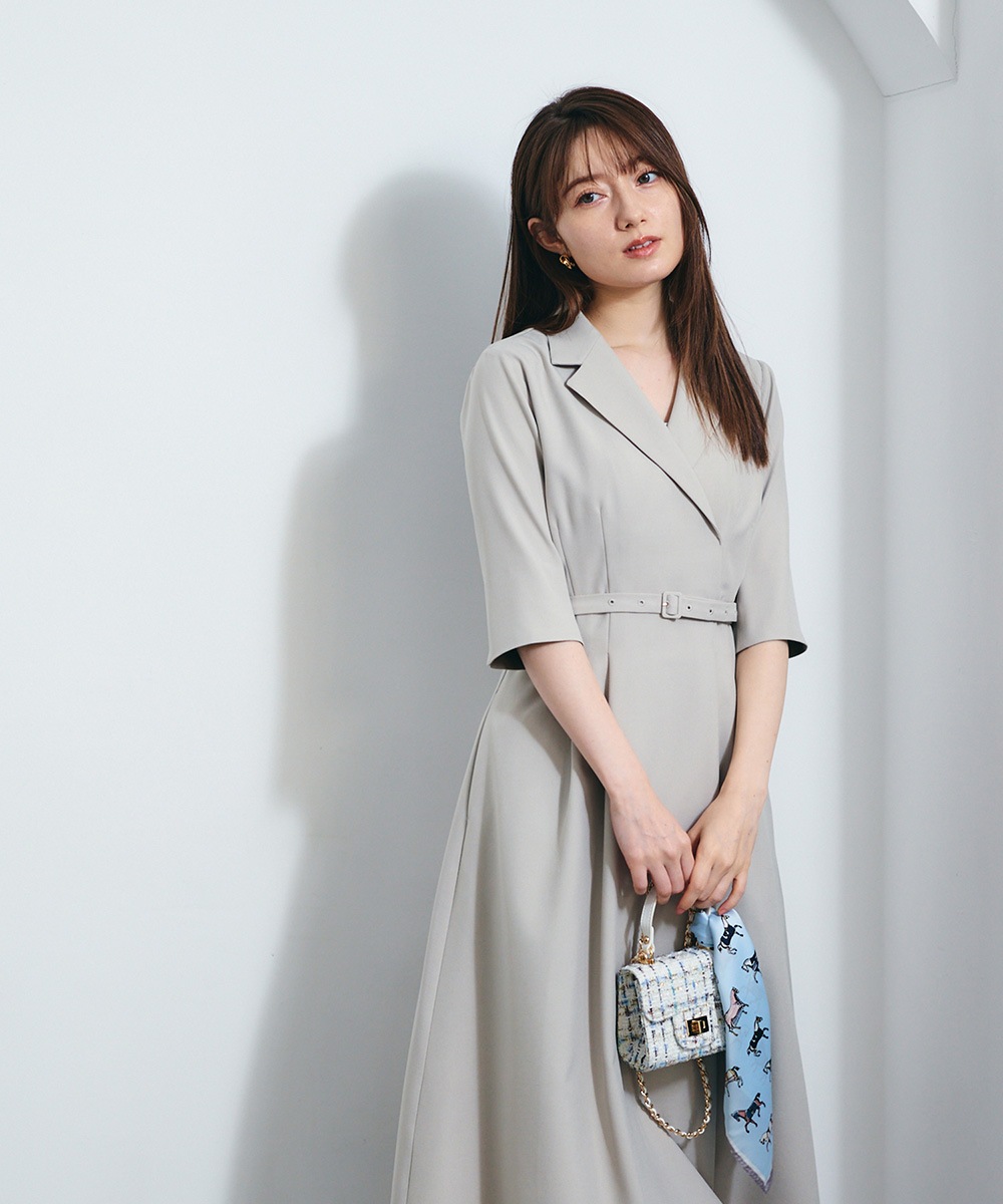 テーラード衿カフス配色フレアワンピース - 12Twelve Agenda