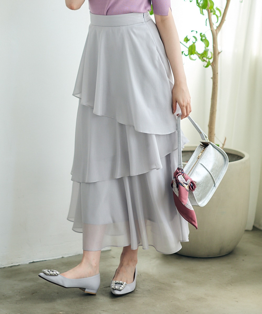 シャイニーシアーティアードスカート - 12Twelve Agenda(トゥエルブ