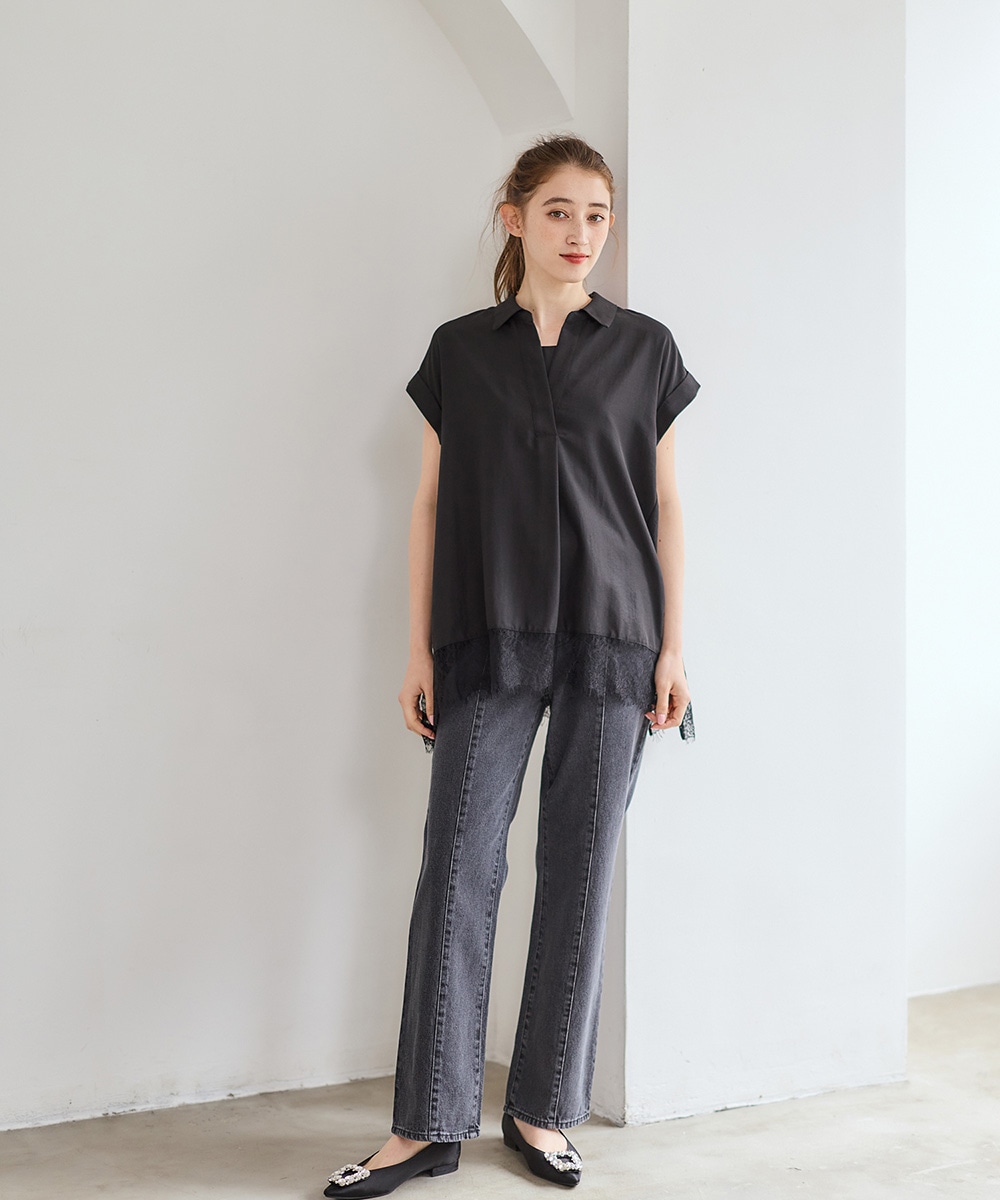 SALE】裾レーススキッパーブラウス - 12Twelve Agenda(トゥエルブ