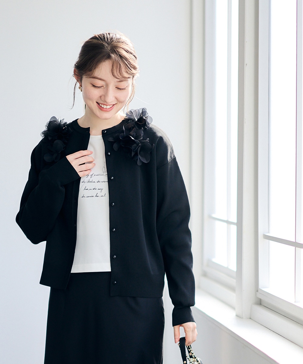 フラワーモチーフクルーニットカーディガン - 12Twelve Agenda