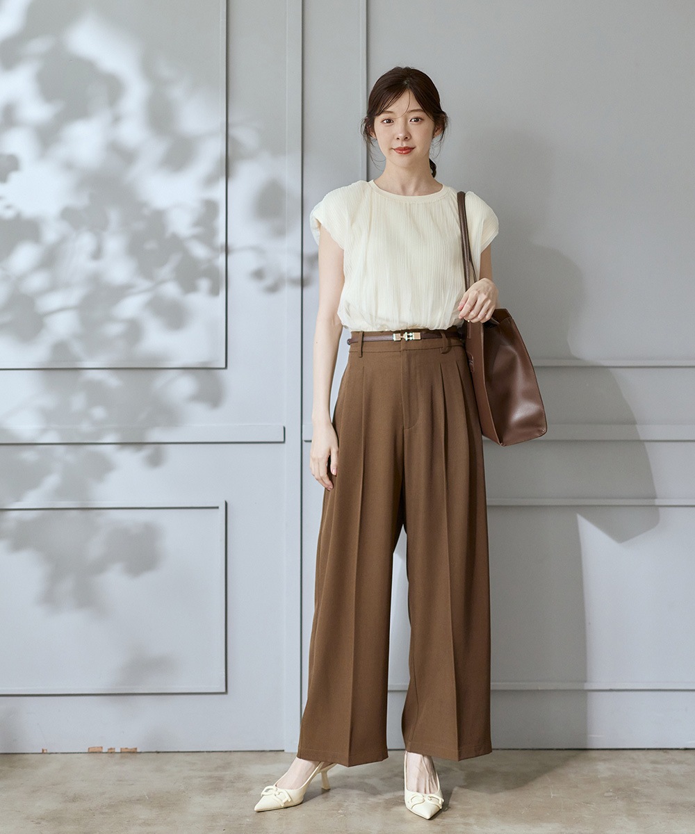 撥水ドライタッチ2タックワイドパンツ - 12Twelve Agenda(トゥエルブ