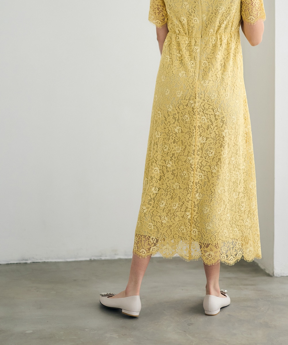 衿付きレースフレアドレス - 12Twelve Agenda(トゥエルブアジェンダ