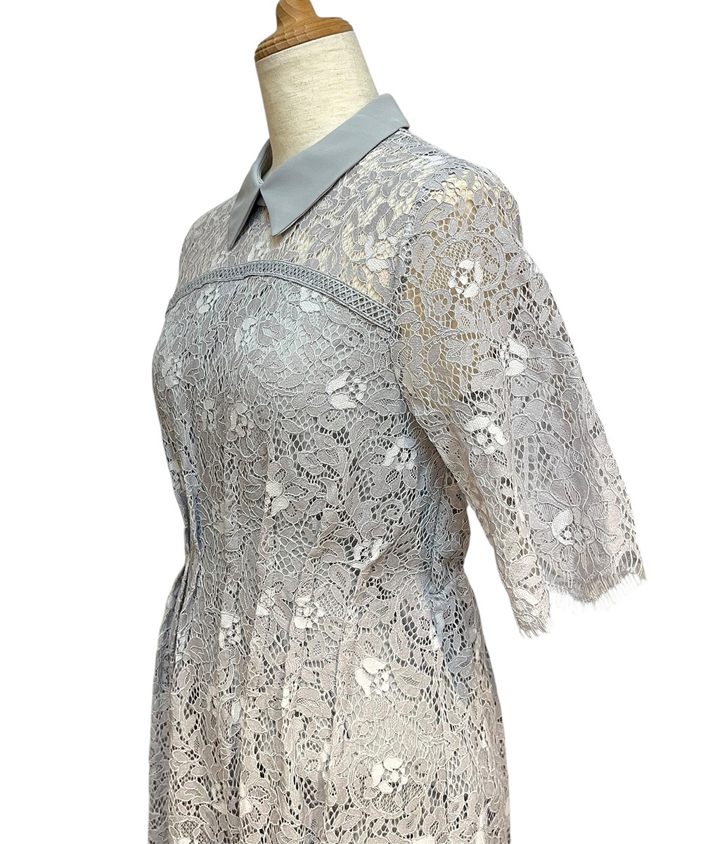 SALE】衿付きレースフレアドレス - 12Twelve Agenda(トゥエルブ