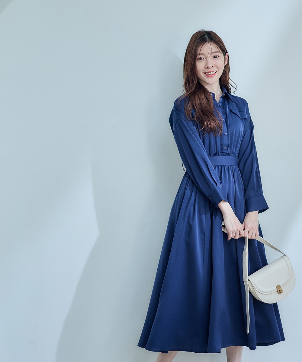 フラップ付シャツフレアワンピース - 12Twelve Agenda(トゥエルブ