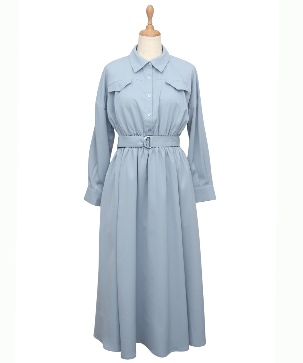 フラップ付シャツフレアワンピース - 12Twelve Agenda(トゥエルブ