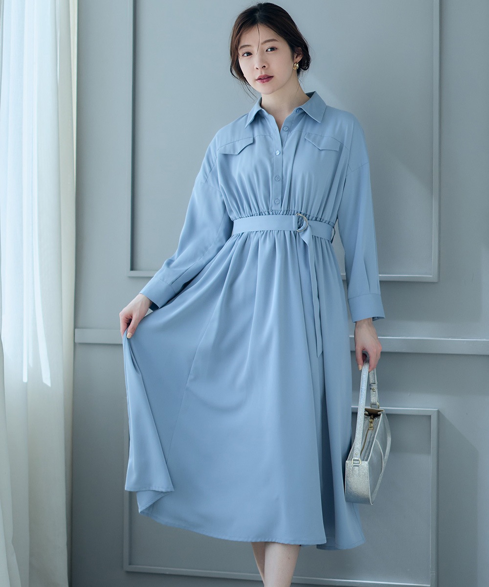 フラップ付シャツフレアワンピース - 12Twelve Agenda(トゥエルブ